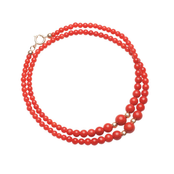 Bracciale con sfere in corallo rosso ed in oro giallo